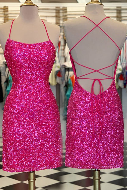neon colored homecoming dresses Jovani 36698 Neon Pink Strapless Sequin Homecoming Dress