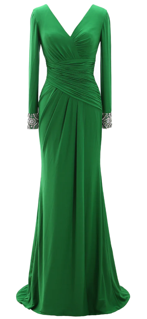 Women Long Mother of Bride Dresses Green Grey Long Sleeve jkprom Women Long Mother of Bride Dresses Green Grey Long Sleeve jkprom