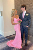 Elegant Pink Mermaid Formal Dress,Gorgeous Prom Dress With Glitter