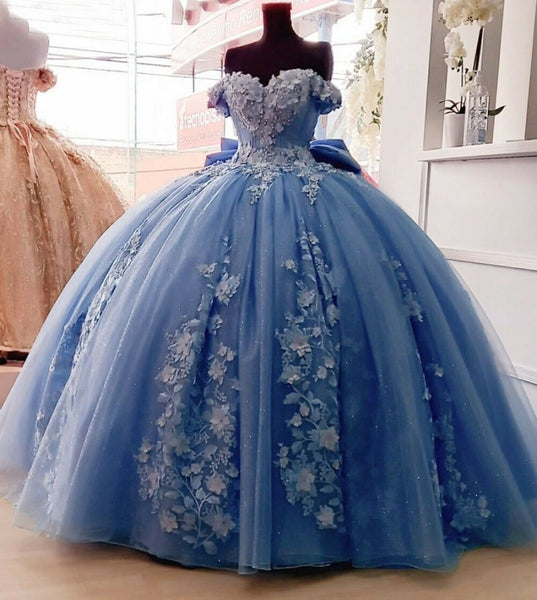 Ball Gown Quinceanera Dresses Floral Applique Sweet 16 Gowns – jkprom