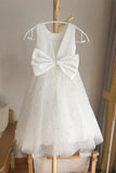 A-Line Ivory Girl Party Dress with Pearls,Cute Flower Girl Dresses