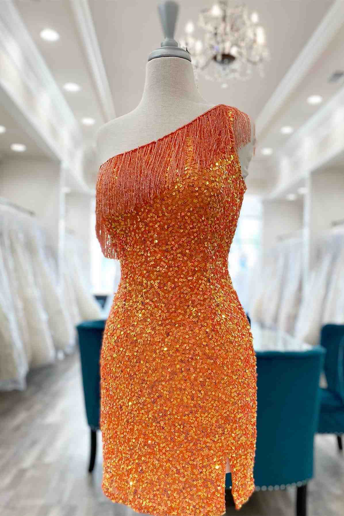 Orange-Tight-Short-Homecoming-Dress