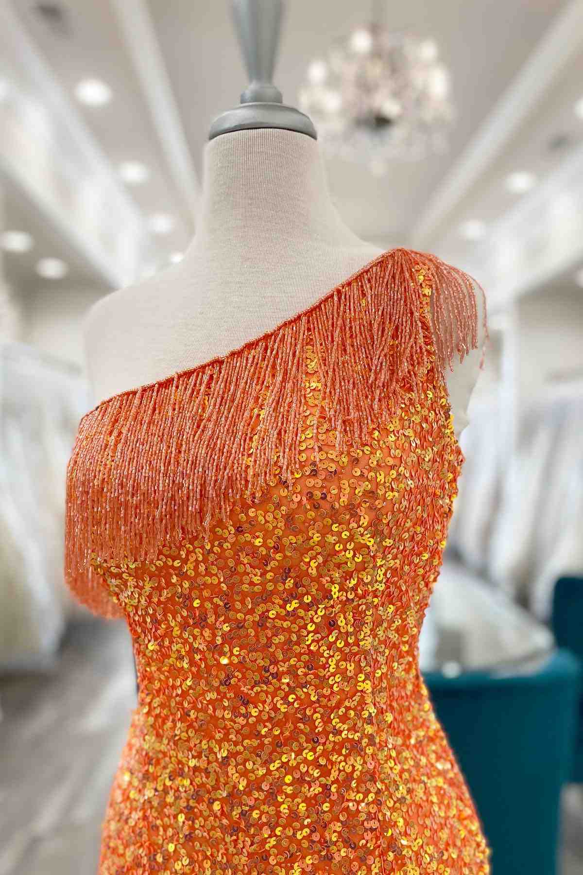 Orange-Tight-Short-Homecoming-Dresses