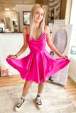 Straps-Hot-Pink-Short-Party-Dress