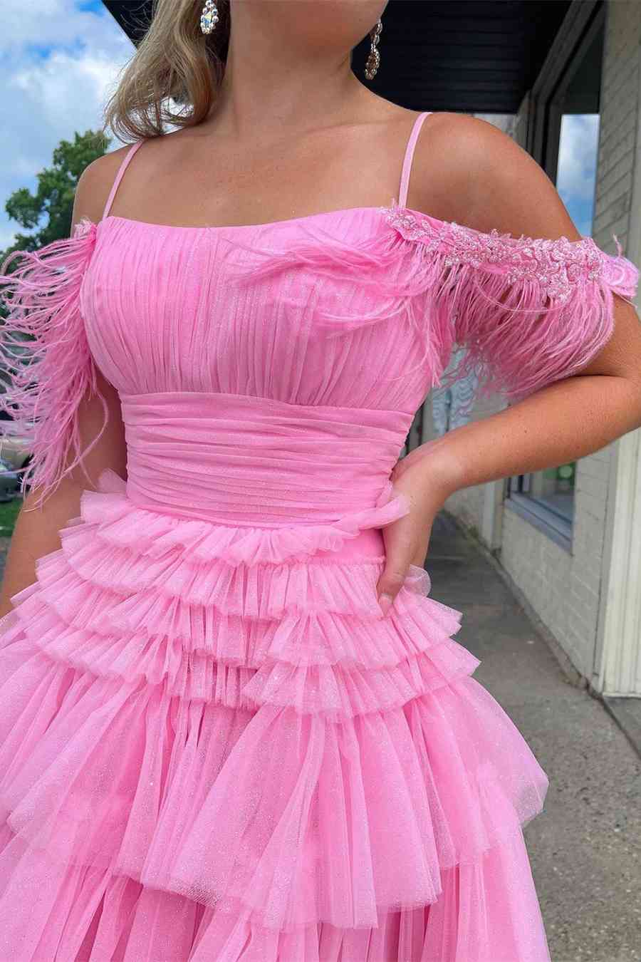 Pink Tulle Dress Pink Short Dress With Sleeves Hot Pink Tiered Tulle Party Dress Short Cocktail Pink Tulle Dress Pink Short Dress With Sleeves Hot Pink Tiered Tulle Party Dress Short Cocktail