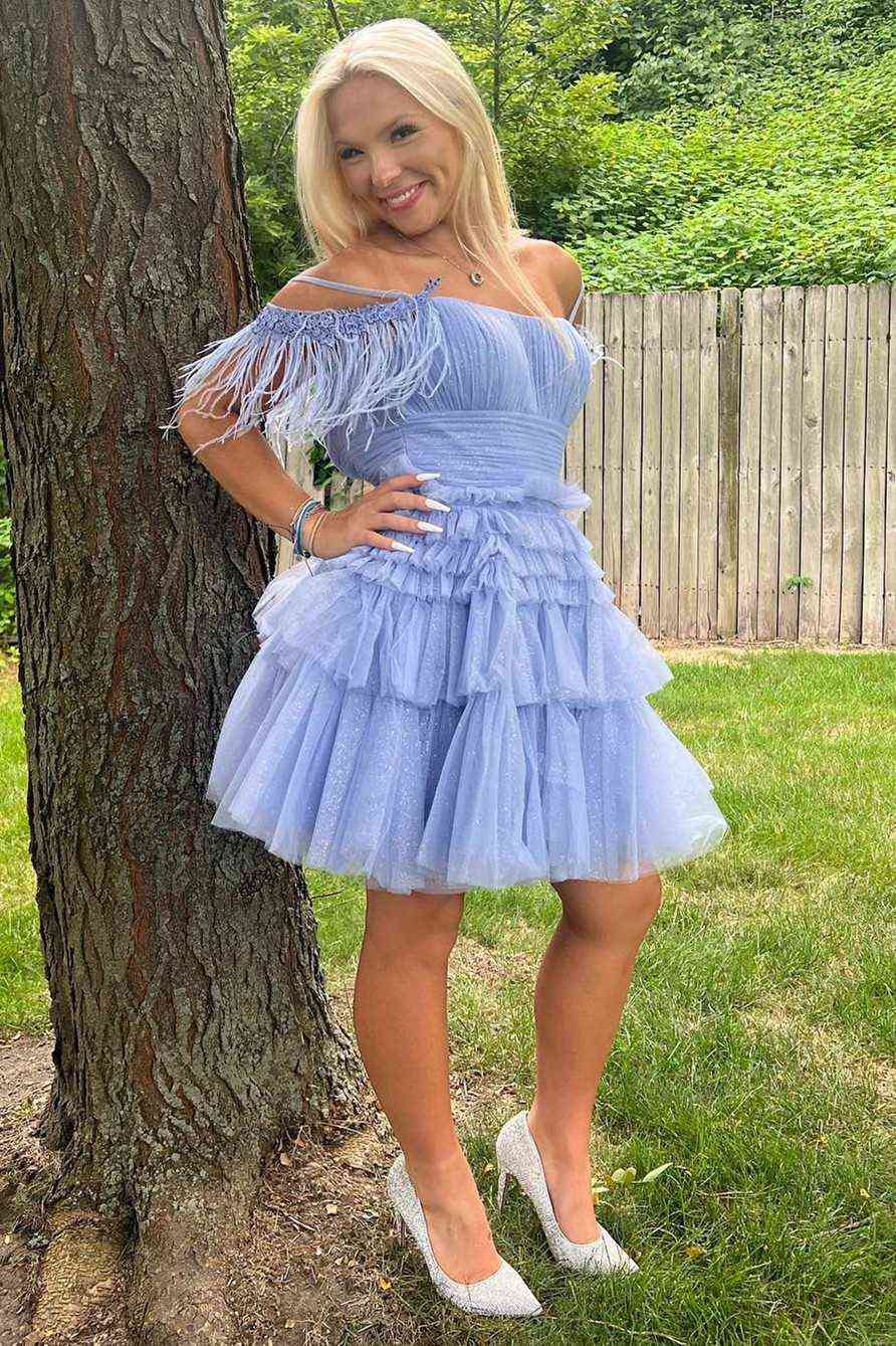Hot Pink Tiered Tulle Party Dress Short Cocktail Dresses jkprom Hot Pink Tiered Tulle Party Dress Short Cocktail Dresses jkprom
