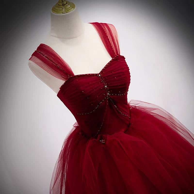 Fairytale Tulle Burgundy Sweet 16th Dress Ball Gown for Prom jkprom Fairytale Tulle Burgundy Sweet 16th Dress Ball Gown for Prom jkprom