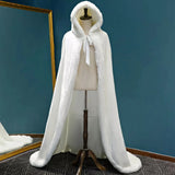 Long Faux Fur White Winter Wedding Cloak Bride Shawl Cape Cos Christmas Coat