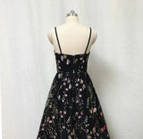 Black Floral Fairy Prom Dress Long Evening Gowns for Wedding