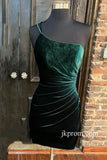 One-Shoulder-Emerald-Green-Velvet-Bodycon-Mini-Dress