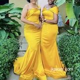 Gold-Yellow-Mermaid-Bridesmaid-Dresses-Long