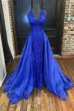 Gorgeous Detachable Train Mermaid Royal Blue Sequins Prom Dress,Women Formal Dresses