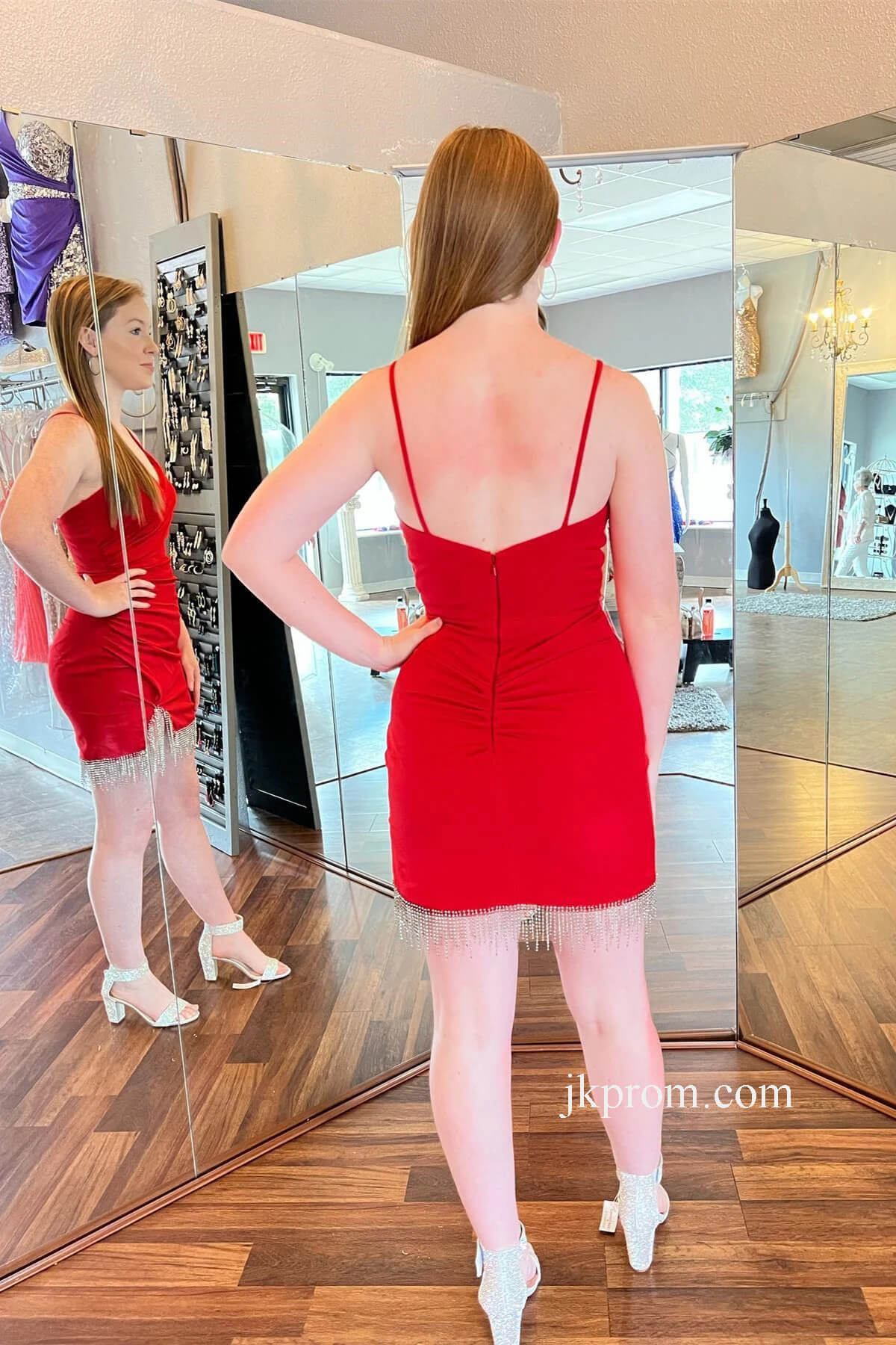 short-red-Graduation-Dresses-with-Slit