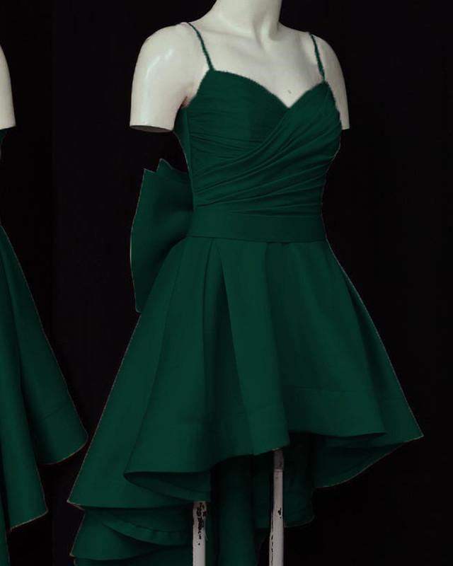 High Low Style Sweetheart Bow Back Satin Prom Homecoming Dresses jkprom High Low Style Sweetheart Bow Back Satin Prom Homecoming Dresses jkprom
