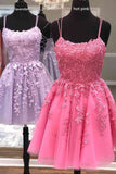 Lace Applique A-line Homecoming Dress Short Prom Dress,Semi Formal Dresses