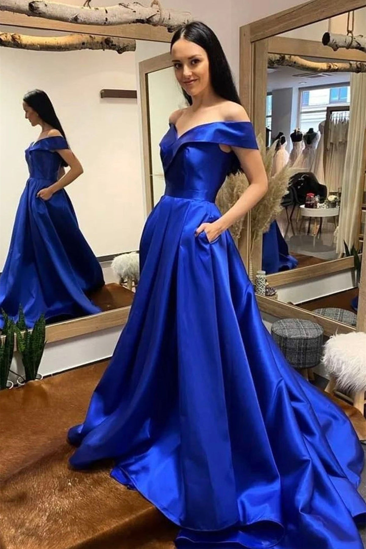 Off Shoulder Royal Blue/Purple/White Long Prom Dress jkprom Off Shoulder Royal Blue/Purple/White Long Prom Dress jkprom