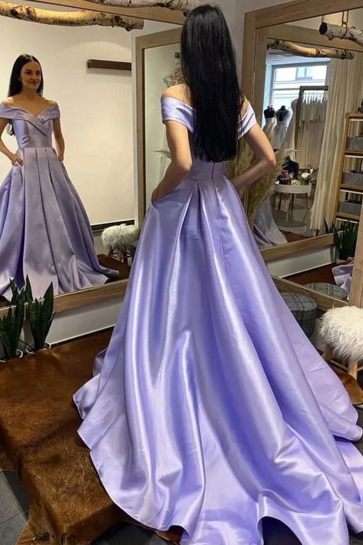 Off Shoulder Royal Blue/Purple/White Long Prom Dress,Formal Graduation Evening Dresses with Train