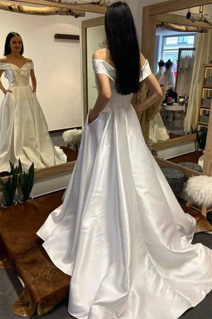 Off Shoulder Royal Blue/Purple/White Long Prom Dress,Formal Graduation Evening Dresses with Train