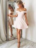 Off the Shoulder Short Pink Blue Prom Dresses, Short Pink Blue Off Shoulder Formal Homecoming Dresses