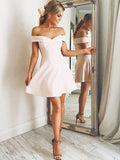 Off the Shoulder Short Pink Blue Prom Dresses, Short Pink Blue Off Shoulder Formal Homecoming Dresses