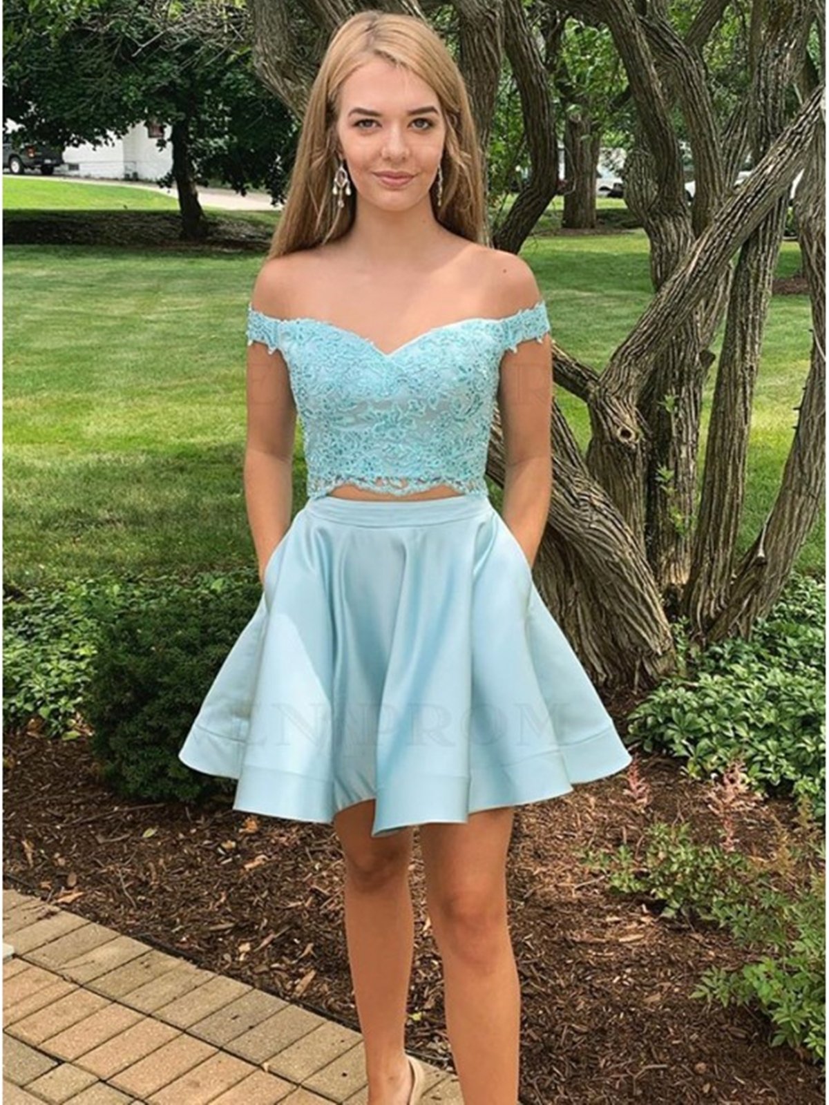 Off the Shoulder Short Mint Green Lace Prom Dresses, Off Shoulder Short Mint Green Lace Graduation Homecoming Dresses