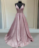 Glitter Prom Dresses V Neck Multi Straps