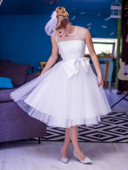 short polka dot wedding dress Polka Dot Lace Mini Dress with Embroidery HAREM's Brides
