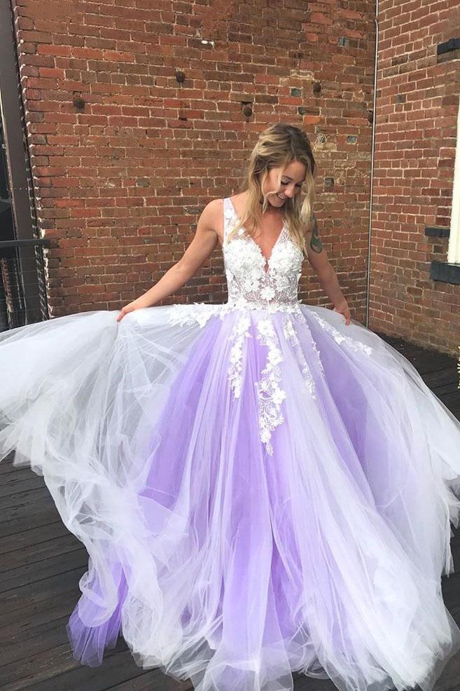 Princess Tulle Sweet 16 Dresses Plus Size Prom Dresses 3D Floral Appliques
