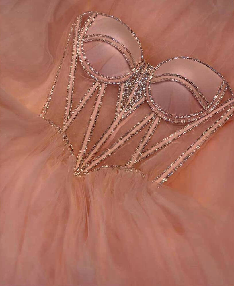Light Pink A Line Prom Dress,Crustal Beaded Long Evening Dresses
