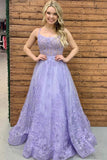 Purple Lace Floral Long Prom Dress, Lilac Lace Formal Dress,Elegant Evening Dresses