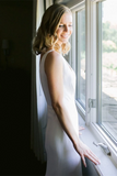 Elegant Sheath V Neck Off White Wedding Dresses, Simple Beach Wedding Gown