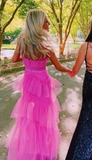 Spaghetti Straps Layered Tulle Graduation Dresses,Long Formal Dress Outfits