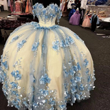 Ball Gowns Quinceanera Dress Appliques Flowers Party Princess Sweet 16 Gown Vestidos De 15 Años