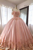Quince Dresses Pink Ball Gowns Off the Shoulder Wedding Dress