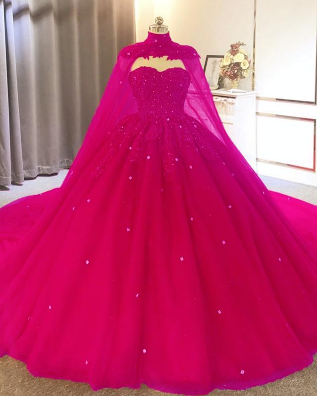 Tulle Ball Gown Quinceanera Dresses With Cape
