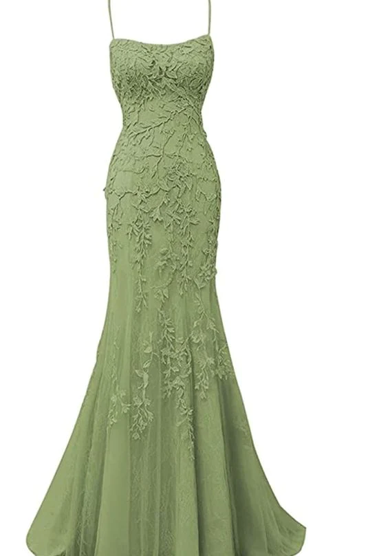 Sage Green Lace Long Prom Dress Mermaid Evening Dresses jkprom Sage Green Lace Long Prom Dress Mermaid Evening Dresses jkprom