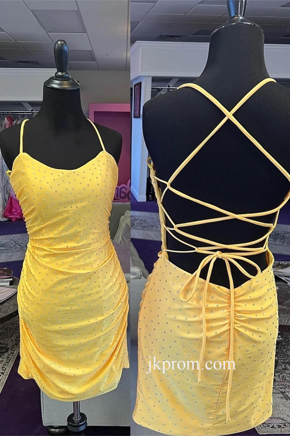 Bling-Yellow-Beaded-Bodycon-Mini-Homecoming-Dresses