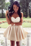 Sweetheart Strapless Sleeveless Appliques Mid Back Homecoming Dress,Party Dresses