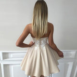 Sweetheart Strapless Sleeveless Appliques Mid Back Homecoming Dress,Party Dresses