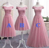 Gorgeous Pink A Line Lace Off Shoulder Prom Dress,Cheap evening dresses,Sexy Formal Dress