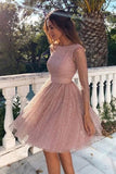 Charming Sparkly Long Sleeve Backless Homecoming Dresses Party Dress