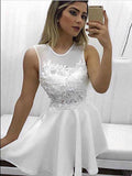 Short White Lace Prom Dresses, Short White Lace Homecoming Graduation Dresses