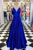 Pretty Royal Blue A-line Spaghetti Straps Prom Dresses, Evening Dresses