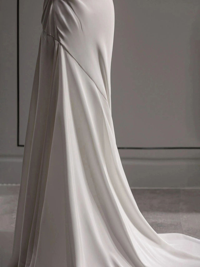 Sexy Sheath Spaghetti Straps Sleeveless Green Silk Satin Long Prom Dresses