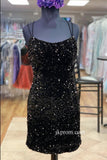 Double-Straps-Black-Sequin-Bodycon-Mini-Homecoming-Dress