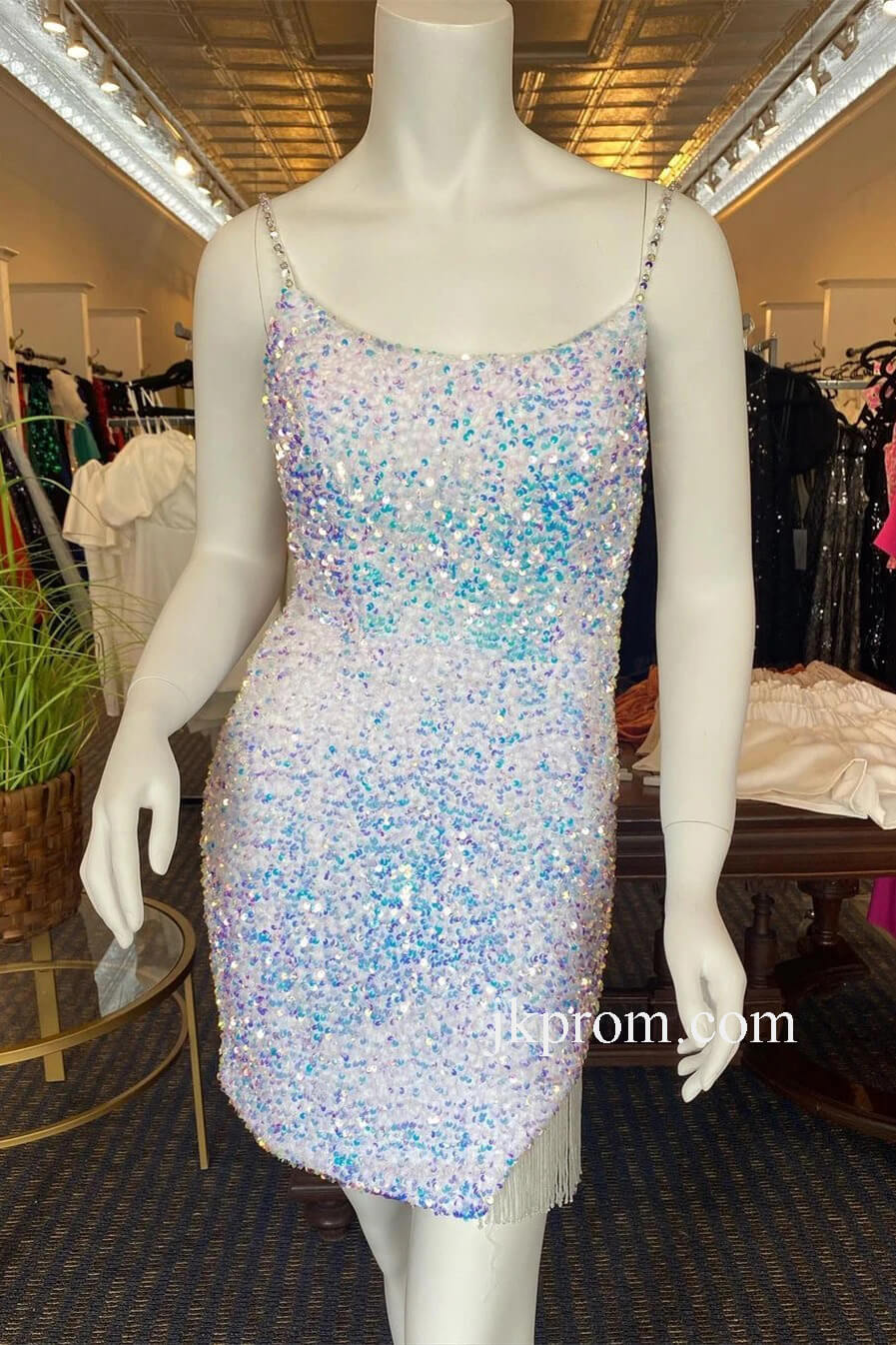 Stunning-Pink-Sequin-V-Neck-Bodycon-Mini-Party-Dress