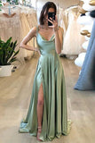 Stylish Silk like Satin Spaghetti Straps A-line Prom Dresses, Evening Dress,celebrity dresses