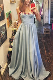 Sweetheart Long Prom Dress With Floral,Formal Dresses Light Blue Evening Dress