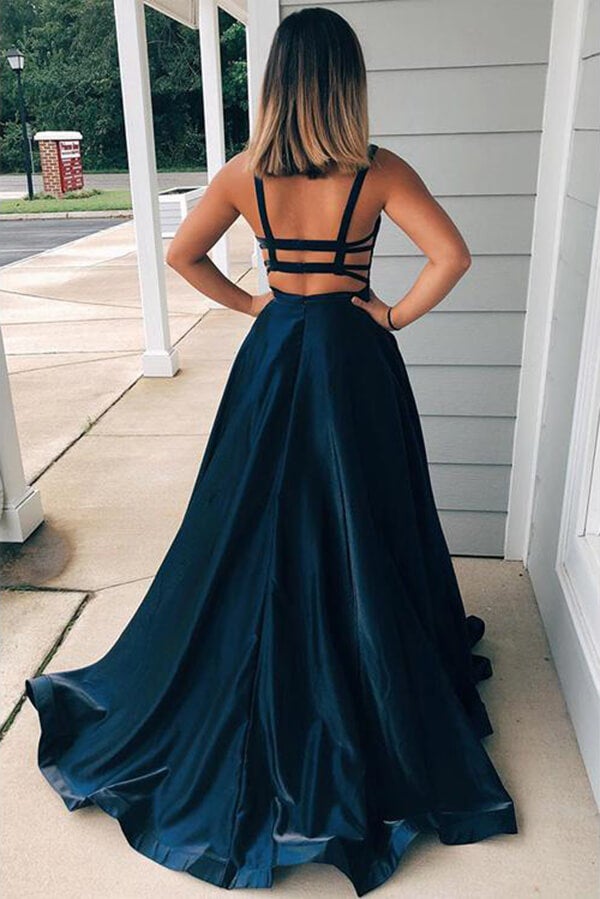 Taffeta A-line Spaghetti Straps Prom Dresses With Pockets, Evening Dress,  SP701 – jkprom