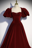 Burgundy Velvet Long Prom Dress for Wedding